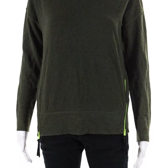 NEW Lisa Todd Cotton/Cashmere Knit Long Sleeve Zipper Hem Sweater Green Size M - Picture 2 of 8
